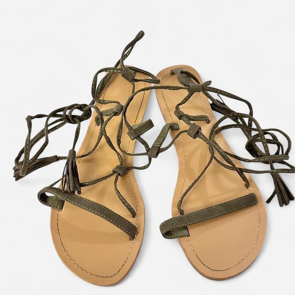 Y2K Gladiator Roman Goddess Fairy Flat lace up sandals narrow width size 6 flat